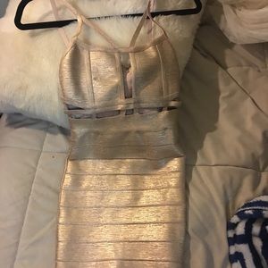 Sexy gold Herve inspired bandage dress small